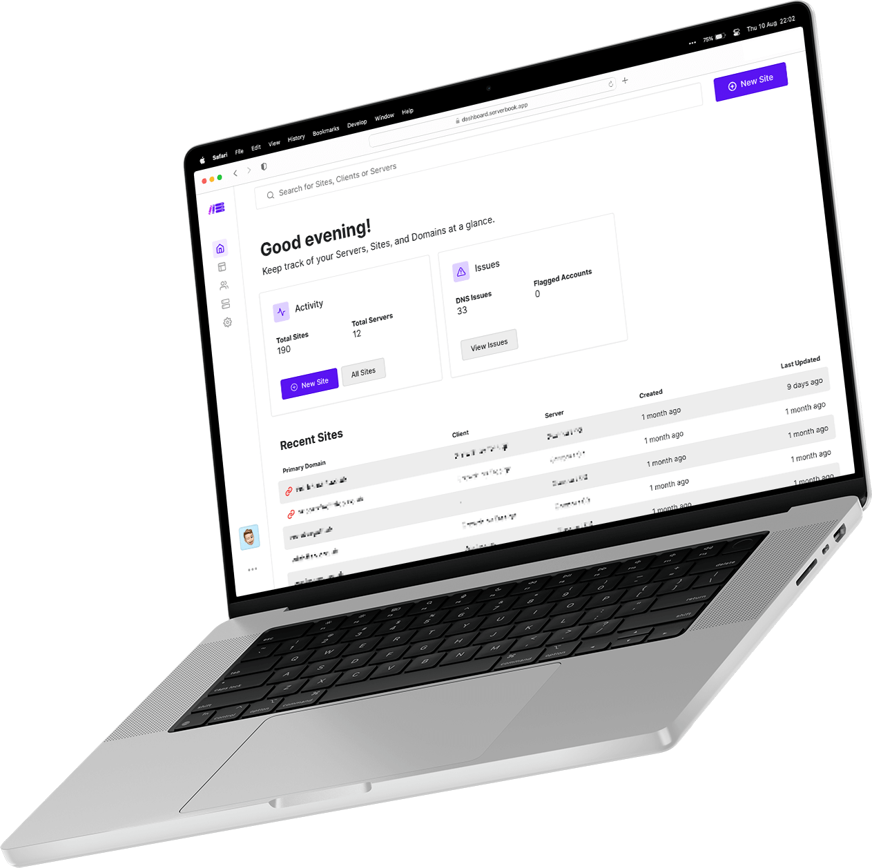 MacBook Pro with ServerBook on screen
